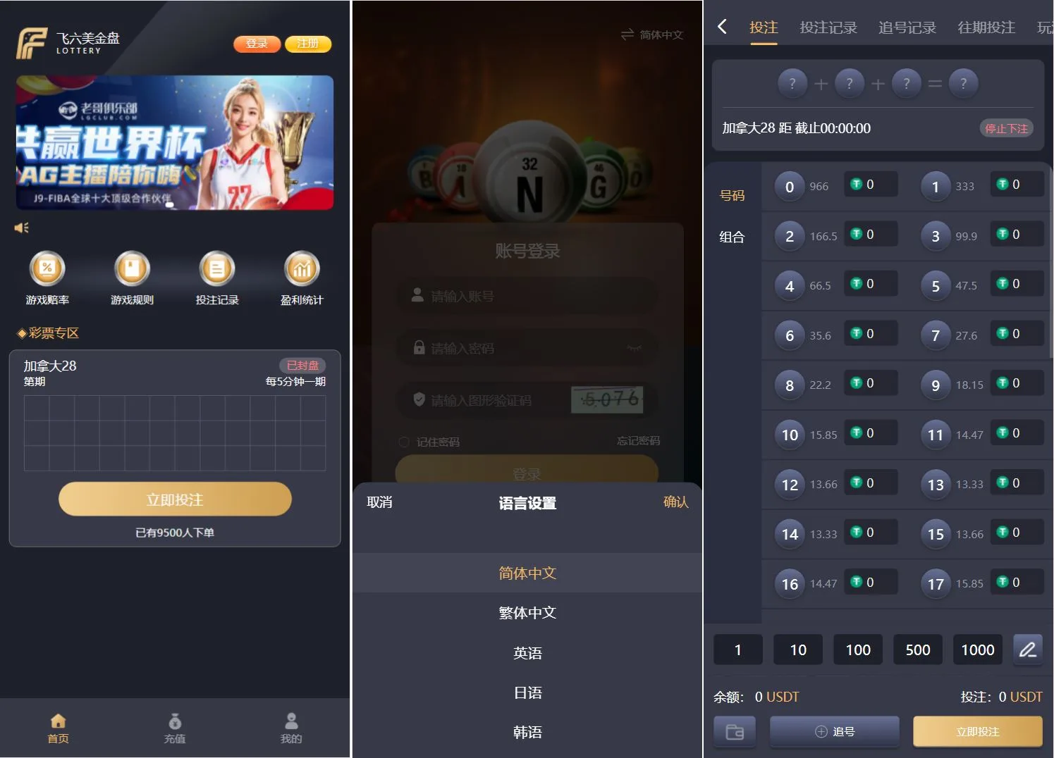 多语言加拿大28源码 | 飞六美金盘·前端vue纯源码·多玩法追号·后端Java