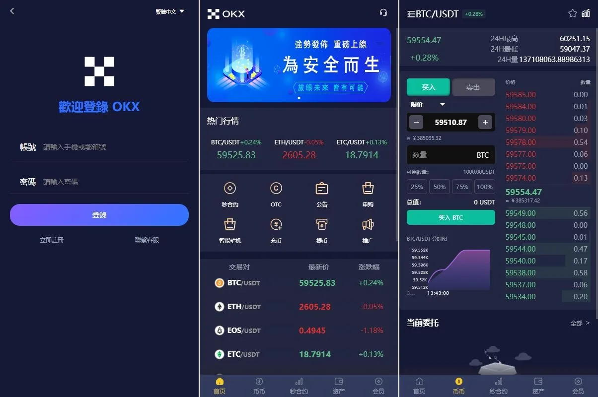 多语言仿OKX交易所 | DAPP秒合约交易所·质押申购