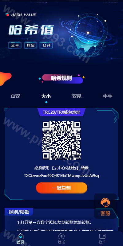 前端vue版哈希竞彩 | usdt·区块链哈希值游戏·trx双玩法