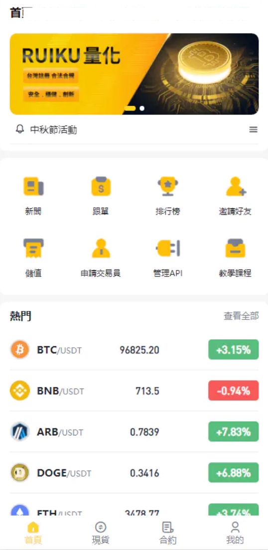 中英双语言量化交易投资源码/跟单搬砖链上交易平台/前端uniapp纯+后端PHP