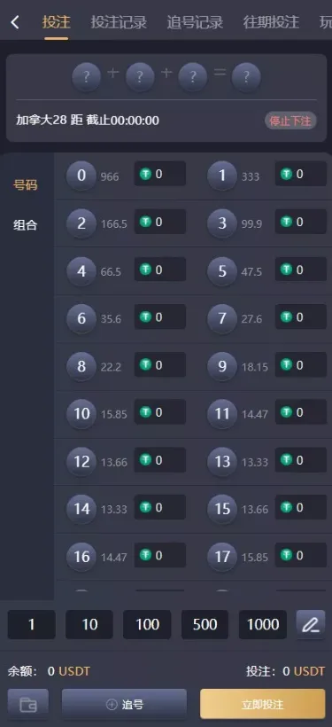 国际化加拿大28系统源码 | 飞六美金盘 多玩法自动追号