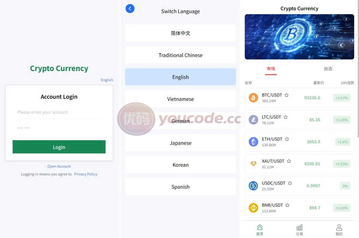 海外国际化VUE微交易国际化信用分虚拟币交易微交易/海外微交易/秒期货合约/时间盘系统源码